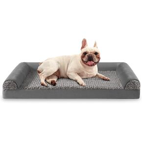 JOEJOY Orthopedic Dog Bed for Extra Large Dogs, XLarge Dog Couch Bed, U Shape Memory Foam Dog Bed with Removable Washable Cover, Waterproof Lining, Comfy Bolster, 42" x 30" x 6.5", Brown