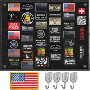 Tactical Patch Board (40" x 28") | Morale Patch Hanging Wall Panel Display Holder for Military, Army, Combat, Hook & Loop Collection, Patch Organizer Banner Sheet