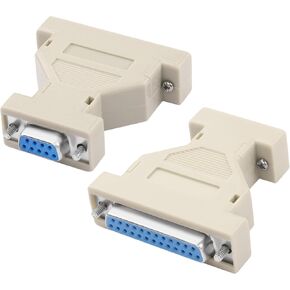MEIRIYFA DB9 to DB25 Serial Coupler Adapter,DB9 Female to DB25 Female RS-232 Serial Gender Changer at Modem Adapter Connetor for PC Serial Devices -2PCS (DB9 Female to DB25 Female)