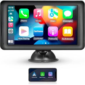 Wireless Apple Carplay Car Stereo, Portable 7" IPS Touch Screen Car Play GPS Navigation for Car, Double Din Car Stereo Audio with Mirror Link, Android Auto, Bluetooth, FM, Voice Control