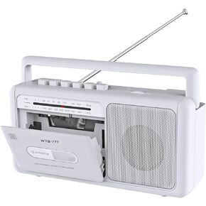 WTB-777 Portable Cassette Player, AM/FM Radio Stereo with Bluetooth, USB, Recorder, Earphone Jack, DC/AC Powered, Boombox MP3 Conversion from Radio to Cassette, Cassette Tape Recorder (Black)