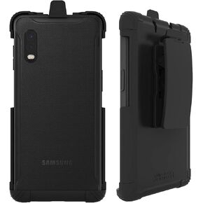Case with Clip Compatible with Samsung Galaxy XCover Pro Phone Model SM-G715, Secure fit, Quick Release Latch and Heavy Duty Swivel Belt Clip Holster (Navy Blue)