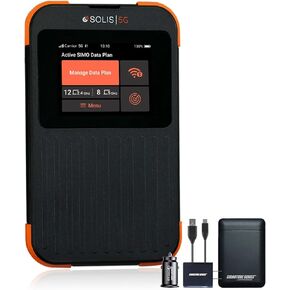 SIMO Solis 5G WiFi Mobile Hotspot | Local and International Coverage Router for Travel, Multi-Carrier Access, No Contract or SIM Card, Lifetime Data Plan Included, Signature Series Power Bundle