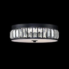 11" Crystal Farmhouse Drum Semi Flush Mount Close to Ceiling Light Fixture LED 20W 3000K,Black Finish for Living Dining Room Bedroom Kitchen Island Hallway