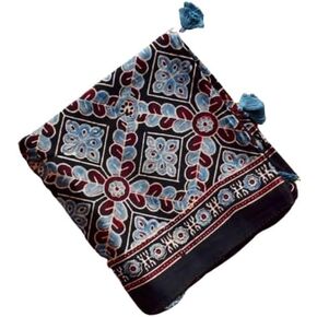 Ajrakh Handblock Printed Mashru Silk and Cotton Stole (Marron) in Kuwait