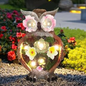 Angel Garden Statue,Angel Statues for Garden,11 inches Solar Angels Sculpture Holding Wreath for Outdoor Patio Lawn Balcony Ornament Gifts for Women/Mom/Grandma