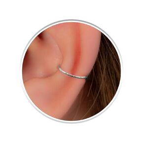 Hammered Fake Conch Earring 14k Gold Filled - 20 Gauge Faux Conch Clip Ring For Women and Men - Adjustable Clip On Ear Hoop