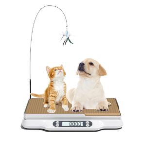 Digital Pet Scale for Small Animal, Portable LCD Electronic Whelping Scale with Cat Scratching Board and Funny Cat Toys(Max. 66 lbs), Multifunction Weight Scale for Kitchen/Lizard/Puppy/Kitten