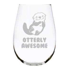 Otterly Awesome Stemless Wine Glass, 17 oz, Funny Cute for Otter Lovers