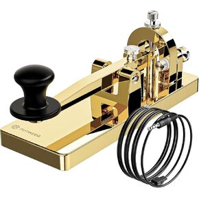 مفتاح تلغراف CW - مفتاح مورس كلاسيكي من الفولاذ المقاوم للصدأ عالي التحمل، راديو هام على الموجات القصيرة يرسل مذبذب ممارسة برقية مفتاح مستقيم (ذهبي) in Kuwait