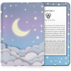 Tacky Design Clouds Skin for Kindle Oasis Skin Decal, Purple Sky Moon Skin for Kindle Stickers, Premium Vinyl 3M Full Wrap for Kindle Skin Covers for (Kindle Oasis (10th Gen, 2019))