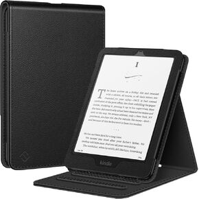 حافظة Fintie Flip لجهاز Kindle Paperwhite مقاس 7 بوصات/6.8 بوصات (الجيل الثاني عشر/الحادي عشر - 2024/2021) وKindle Colorsoft Signature - غطاء حامل عمودي مناسب للنوم/الاستيقاظ التلقائي لجهاز Kindle Paperwhite 2024، أسود