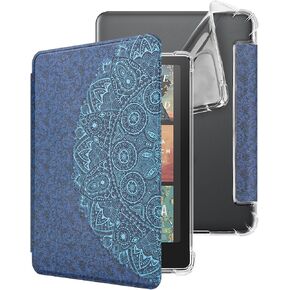 WALNEW Case for 7" Kindle Paperwhite 12th Generation 2024 and Kindle Colorsoft Signature Edition, Clear Soft TPU Back Protective Cover for 2024 Kindle Paperwhite (Midnight Blooms)