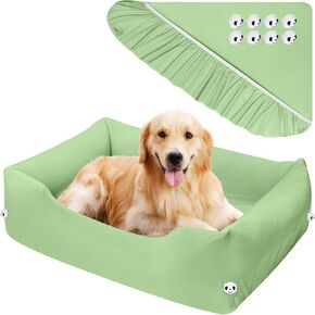 Dog Bed Cover Large Dog Bed Washable Removable Cover, Replacement Cover for Pet Mad Beds, Universal-Easy to Remove (Zipper Free), Comes with Duvet Clips, Cover Only, Gray/Large