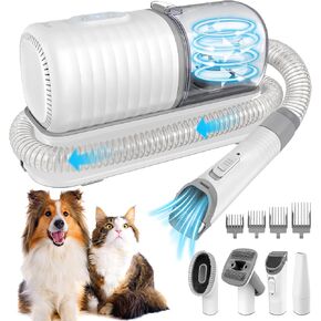 Dog Grooming Kit: 16000Pa Powerful Dog Grooming Vacuum, 99% Pet Hair Suction, Pet Grooming Vacuum with 4 Grooming Tools & 3 Suction Levels, Large Dust Cup & Low Noise Clippers for Dogs & Cats