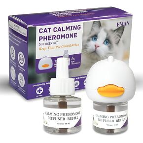 Eman Cat Calming Pheromone Diffuser: Stress Relief for Cats - Reduces Anxiety, Scratching, and Fighting - 60 Day Supply, 48ml/Bottle - Ideal for Multi-Cat Households, Universal Fit for All Cats