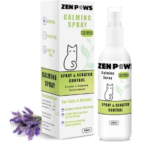 Zenpaws Cat Phermone Calming Spray - Quickly Relieve Stress - Reduces Scratching Furniture, Peeing, Marking, Anxiety - Supports Relief for Fireworks, Travel, Vet Visits 60ml