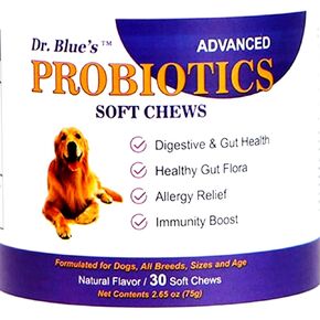 Dr. Blue's Advanced Probiotics Soft Chews for Dogs; Our Advanced Formula of probiotics, Plant-Based prebiotics, Special Enzyme Blend+multivitamins aid in The Digestion and Bolster The Immune System.