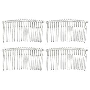 VOCOSTE 4 Pcs No Slip Hair Side Combs Accessories, Metal, Silver Tone, 3"