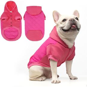 KOOLTAIL Warm Dog Winter Coat for Small Dogs, Waterproof Dog Jacket with Leash Hole,Cold Weather Dog Vest for Winter, Soft Pet Hoodie Sweater Sweatshirt Clothes Outfit for Puppy Cats Girls Boys Red M