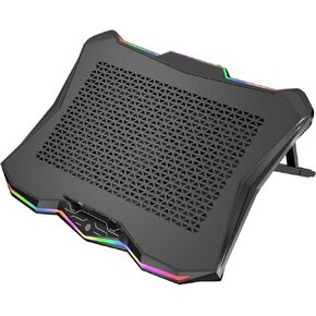 AICHESON Laptop Cooling Pad, Chill Pad for 15.6-17.3 Inch Notebook with 7 Height Slots, 2 USB Ports, Rainbow Lights, Perfect for Reducing Temperature of Laptop, AA3