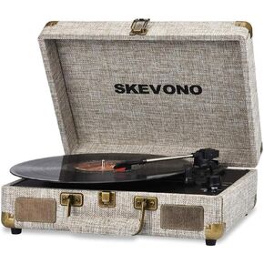 Vinyl Record Player Turntable with Built-in Bluetooth Receiver & 2 Stereo Speakers, 3 Speed 3 Size Portable Retro Record Player, Bluetooth Connectivity, Stereo RCA Output