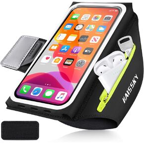 6.8'' Arm Band for Phone for Running with Earphone Bag, Cell Phone Holder Case for iPhone 16 15 14 13 12 11 Pro Max Galaxy S21-S24 Ultra Waterproof Armband with Car Home Key