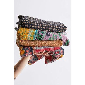 Indian Vintage Kantha Quilt Handmade Throw Reversible Cotton Blankets 1 Quilt Assorted Colors RCKQT0096 RCKQT0096 55X85 Inches