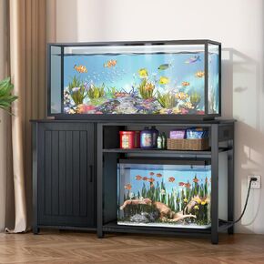 Tatub 55-75 Gallon Fish Tank Stand with Power Outlets, Metal Aquarium Stand with Storage Cabinet, Heavy Duty Large Turtle Tank Stand for Reptile Terrarium, 860LBS Capacity, Black in Kuwait