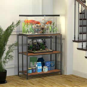 20 Gallon Fish Tank Stand, 3-Tier Heavy Metal Aquarium Stand, Reptile Tank Stand, Fish Tank Table Stand for Accessories Storage,Suitable for Home and Office Use，27" x 15.7" x 33.2"