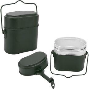Topyond Camping Mess Kit, German-Style Aluminum Camp Cook Set, 3Pcs Portable Mess Tin, Lightweight and Compact Cooking Gear, for Hiking, Backpacking, Outdoor Cooking