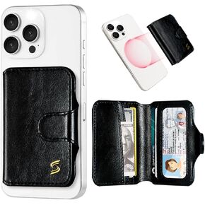for Magsafe Wallet Magnetic Phone Wallet Card Holder for iPhone 16 15 14 13 12 Pro Max Plus, 5 Slots RFID Blocking, Strong Magnet, Luxury Leather Mag Safe Wallet for Apple for Women Men, Black