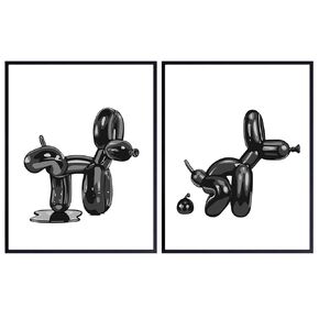 Minimalist Bathroom Decor Aesthetic - 11x14 Black Bathroom Decor Sets - Adult Humor Funny Bathroom Art - Funky Bathroom Decor Black - Balloon Dog Eclectic Bathroom Decor - Teen Bathroom Decor