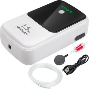 Ghosthorn Silent Dual Operating Mode Rechargeable Aerator for Fish, Large Capacity Aquarium Air Pump with Universal Clip for Most Bait Buckets