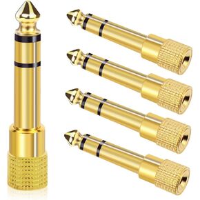5-Pack 3.5mm to 1/4" Adapter, Gold Plated Headphone Jack Adapter, 1/4" to 3.5mm Adapter, Stereo Audio Headphone Adapter for Aux Cable, Headphones, Piano, Drums, Guitar Amplifier