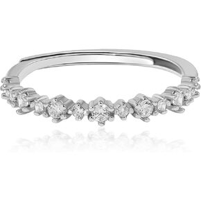 خاتم تراص من الفضة الإسترليني الماسي للنساء خاتم زفاف بسيط قابل للتكديس خاتم وعد الزفاف مقاس قابل للتعديل (فضي) in Kuwait