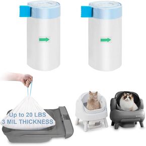 ELEGX 80 Count Litter Box Liners Bags, 3MIL Extra Thick Heavy Duty,27.1" x 12.9" Compatible with Neakasa M1, PetPivot AutoScooper 11 Open-Top Automatic Self-Cleaning Cat Litter Robot Box