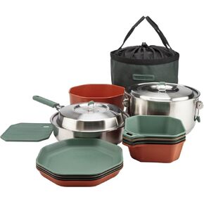 Gerber Gear ComplEAT Cook Set - Dishwasher-Safe Camping Cookware for Outdoor Cooking - Includes Saute Pan, Stock Pot, 4 Plates, 4 Bowls, Mixing Bowl & More