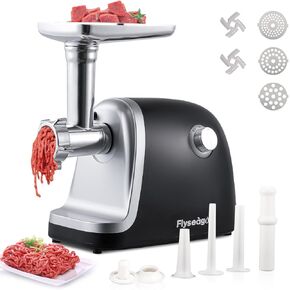 Electric Meat Grinder, Sausage Maker 3000W Max Food Grinder with 2 Blades & 3 Plates, 3 Sausage Stuffers Tubes & Kubbe Kit, Stainless Steel Heavy Duty Meat Mincer Machine for Home Kitchen Use