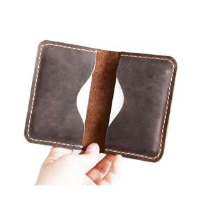 Men's Handmade Slim Leather Wallet Credit Card Holder Slim Wallet Italy oiled Leather (Hold 30 pics of cards)（Distressed Brown）110