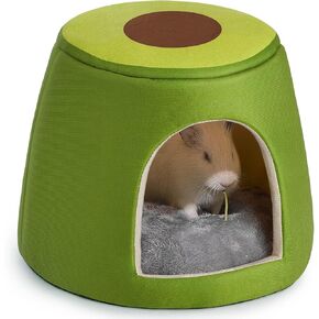 Guinea Pig Hideout, 2 in 1 Guinea Pig Bed with Removable Pad, Washable Bunny Bed, Foldable Guinea Pig Accessories for Guinea Pig Cages, Guinea Pig, Bunny, Hamster, Hedgehog, Rabbit