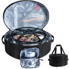 Insulated Slow Cooker Carrying Bag for 6-8 Quart CrockPot and Hamlton Beach Slow Cooker Totes with See-thought Window, Portable Carrier Case Slow Cooker Case with Adjustable Band and Accessory Pocket