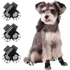 KOESON Dog Socks to Prevent Licking Paws, Anti Slip Dog Socks for Hardwood Floors, Small Dog Socks with Grippers, 3 Pairs Dog Paw Protectors with Grips, Pink, XS