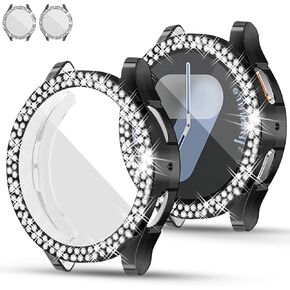 RICHONE [7-Pack] Sparkling Case Compatible with Samsung Galaxy Watch 7 40mm Screen Protector, Soft TPU Cover 2 Row Rhinestone Full Protective Bumper Accessory for Galaxy Watch7 40MM for Women Men