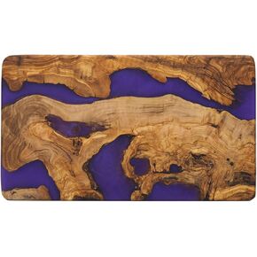 Handmade Charcuterie Board - Decorative, Olive Wood Boards for Serving Cheese, Fruit, Meat - Ideal Kitchen, Unique Housewarming & Wedding Gift Set - Purple Resin (9.10"x15.80"x0.7")