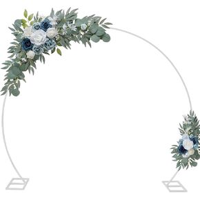 8FT Round Wedding Balloon Metal Arch Bracket，Circle Backdrop Stand Frame Floral Frame，Bridal Shower Anniversary Booth Background Decoration (White)