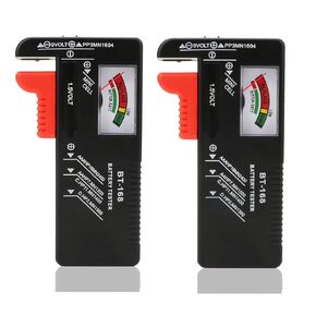 Rongon Battery Tester, 2 Pack Universal Battery Checker, Small Battery Meter for AA/AAA/C/D / 9V / 1.5V Button Cell Batteries, Household Battery Life Level Testers