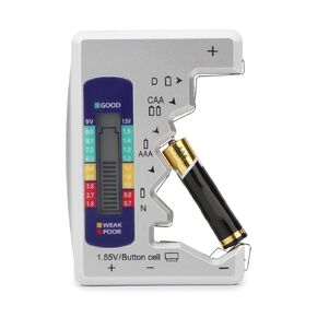 Rongon Battery Tester, Digital Universal Battery Checker, Multi Purpose Small Battery Testers for AA, AAA, C, D, N, 9V 6F22 Batteries and 1.55V Button (Requires No Battery for Operation)
