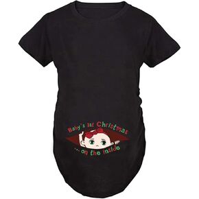 C.J.S. Baby Girl Boy Christmas Women Maternity Top Funny Pregnancy Tee Cute Pregnant T Shirts