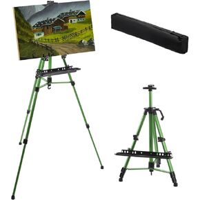 PATIKIL Artist Easel Stand, Paint Easel for Canvas Painting with Detachable Tray, Metal Tripod Easel Adjustable Height from 20 to 61 Inch for Table-Top/Floor Painting Drawing, Brown